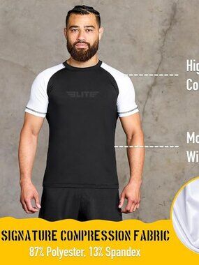 Elite Sports ETR710W-L Competition MMA/BJJ Approved Short Sleeve Rashguard
